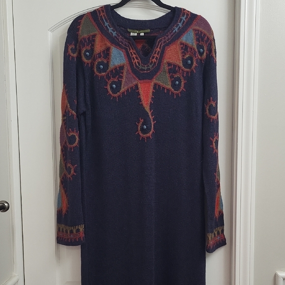 Peruvian Connection Dresses & Skirts - Peruvian Connection Navy and‎ Red Long Sleeve Dress. Size XL